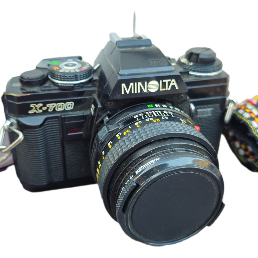 Minolta X-700 35mm SLR Film Camera Black MD 50mm f2 Lens Vintage MPS Bundle